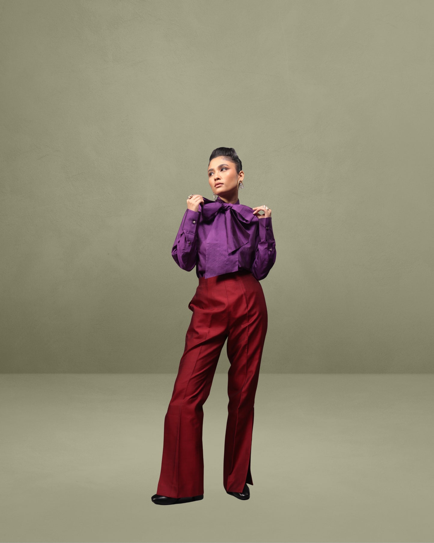 Neck-Tie Shirt Set in Silk