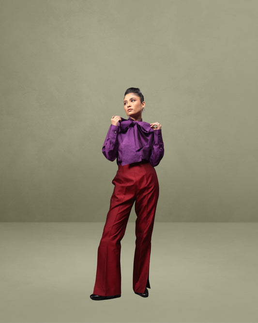 Neck-Tie Shirt Set in Silk