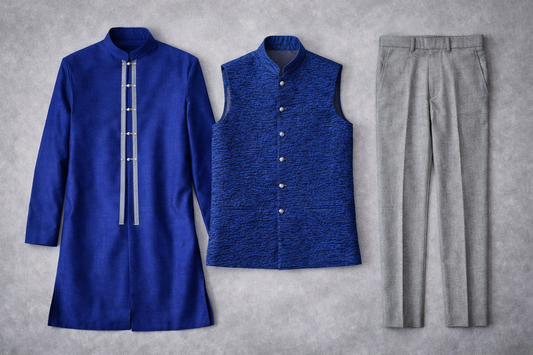Cobalt Silk Kurta Set