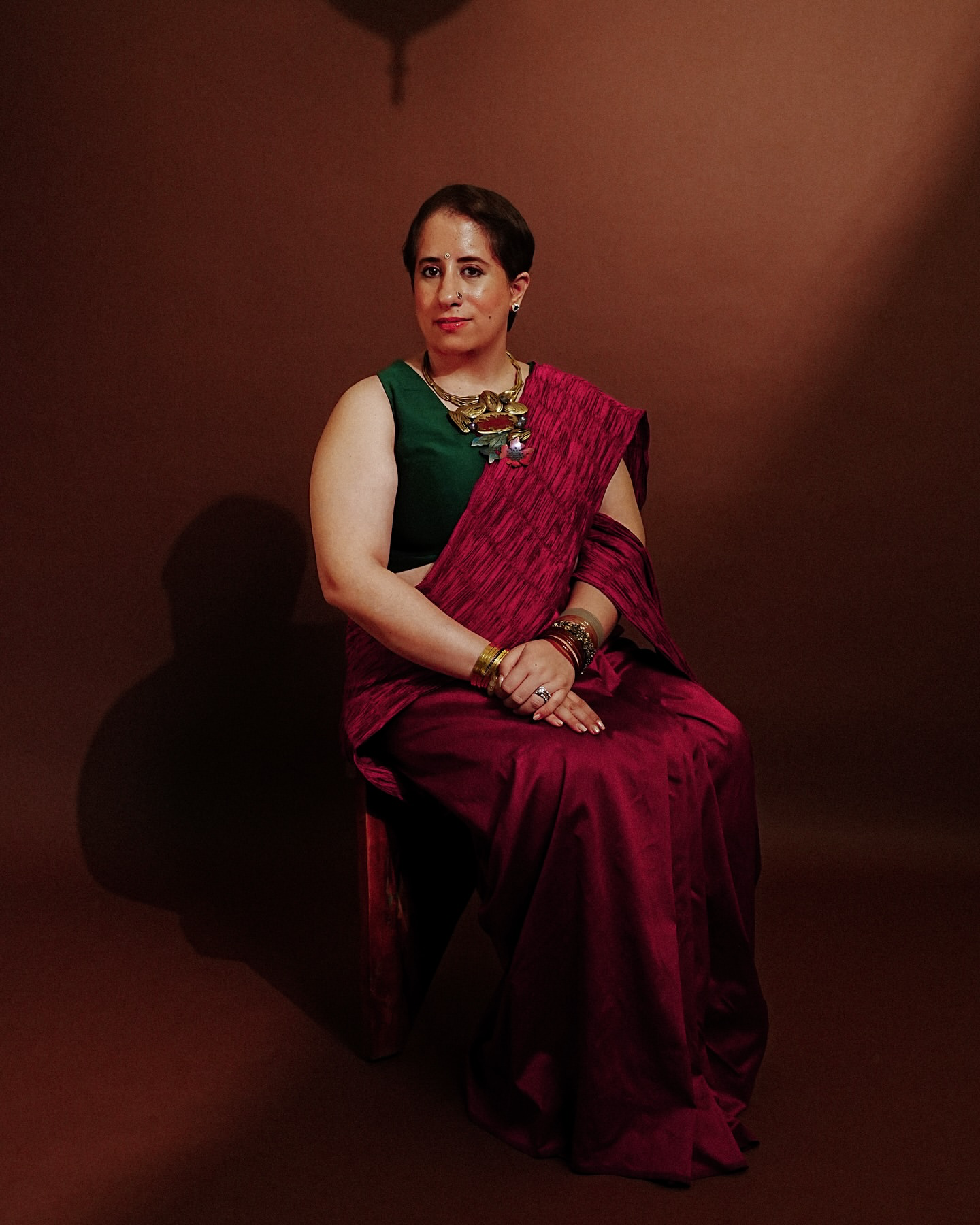 Gunner Monga- in Fuchsia Sari
