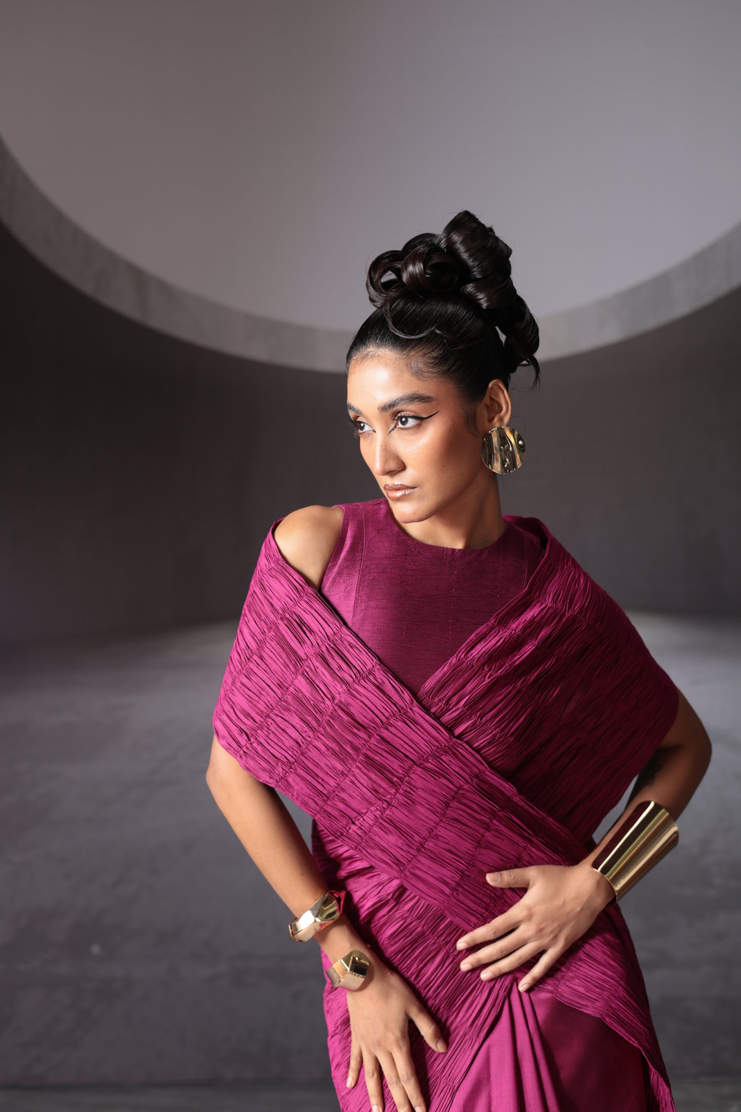 Fuchsia Sari set of 2
