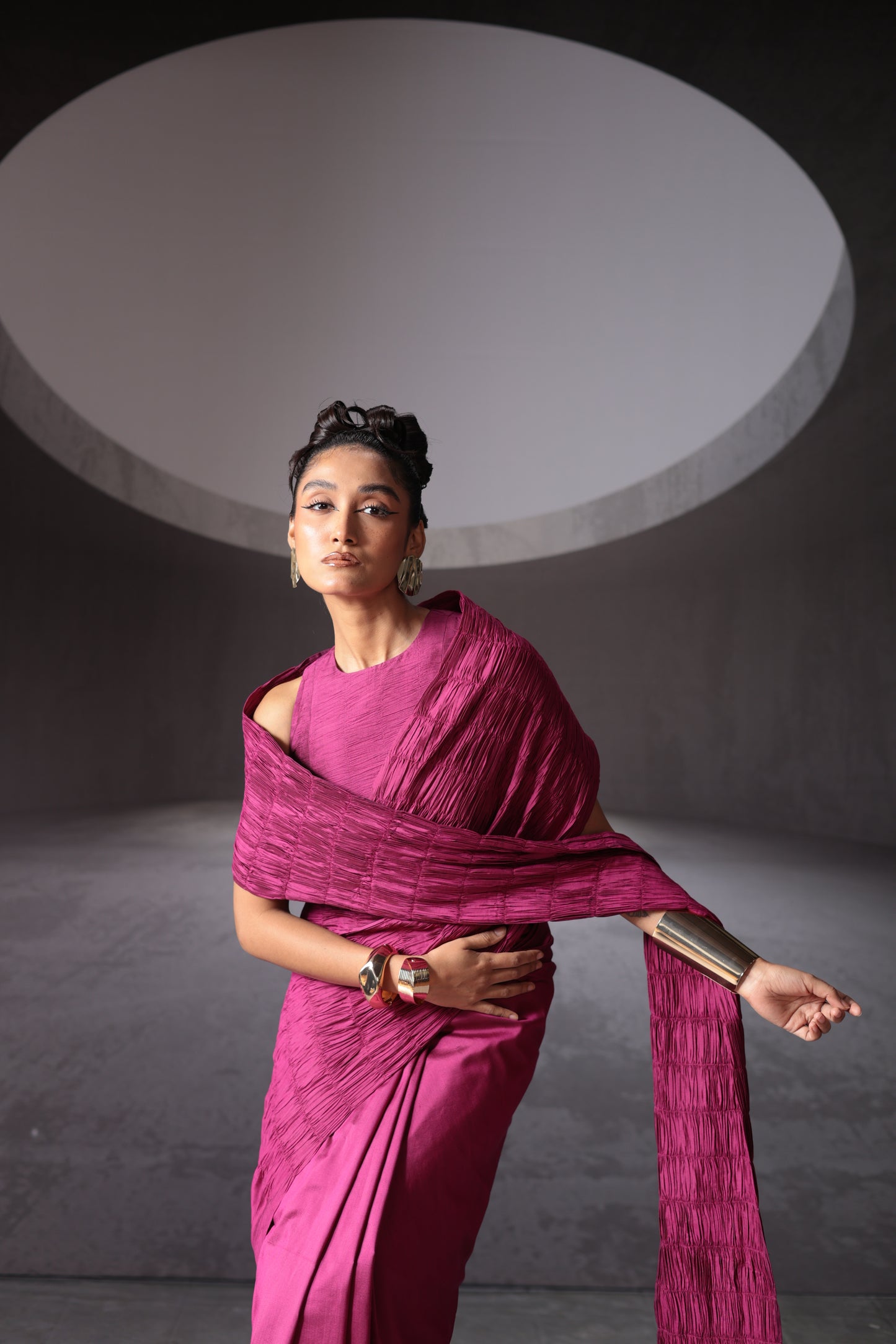 Fuchsia Sari set of 2