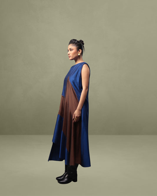 Colour-blocked Tunic in Silk