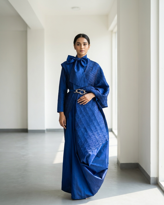 Royal Blue Sari in Silk