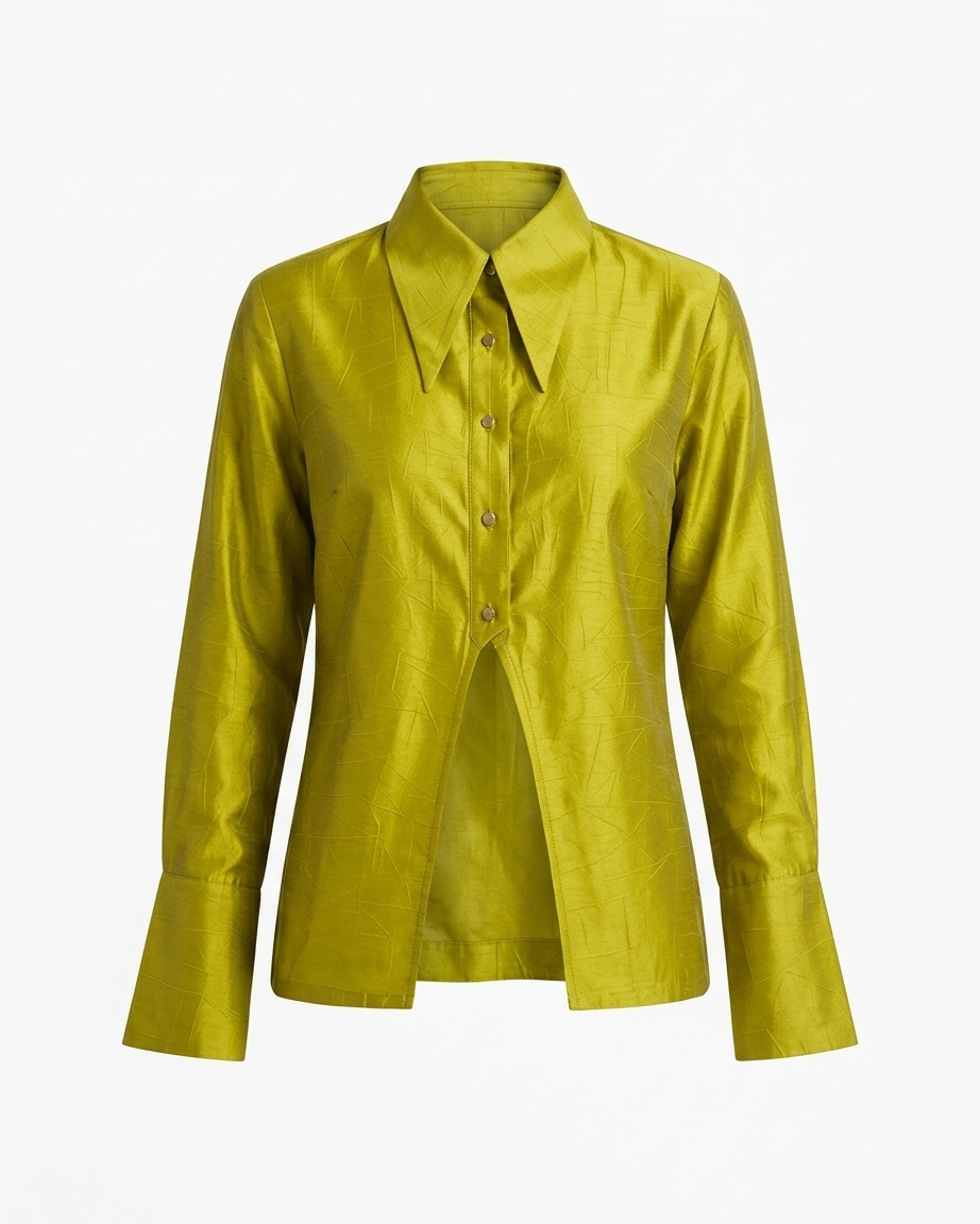 Silk Shirt & Pleated Skirt Set