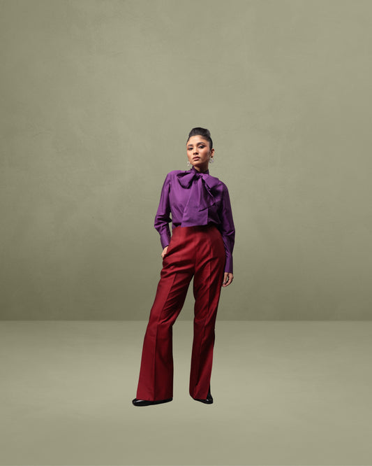 Neck-Tie Shirt Set in Silk