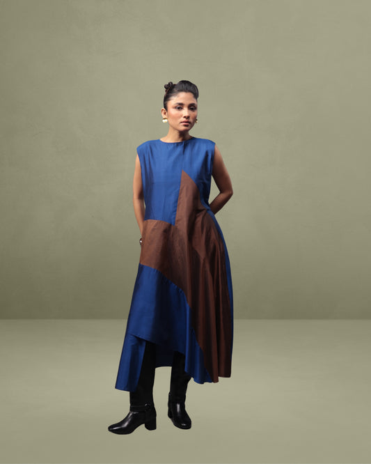 Colour-blocked Tunic in Silk