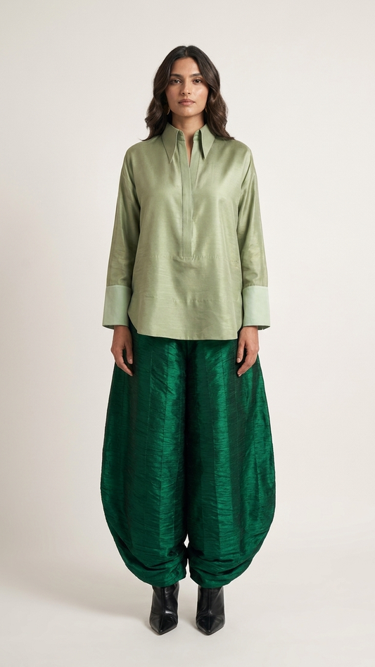 Silk Barrel Pant Set