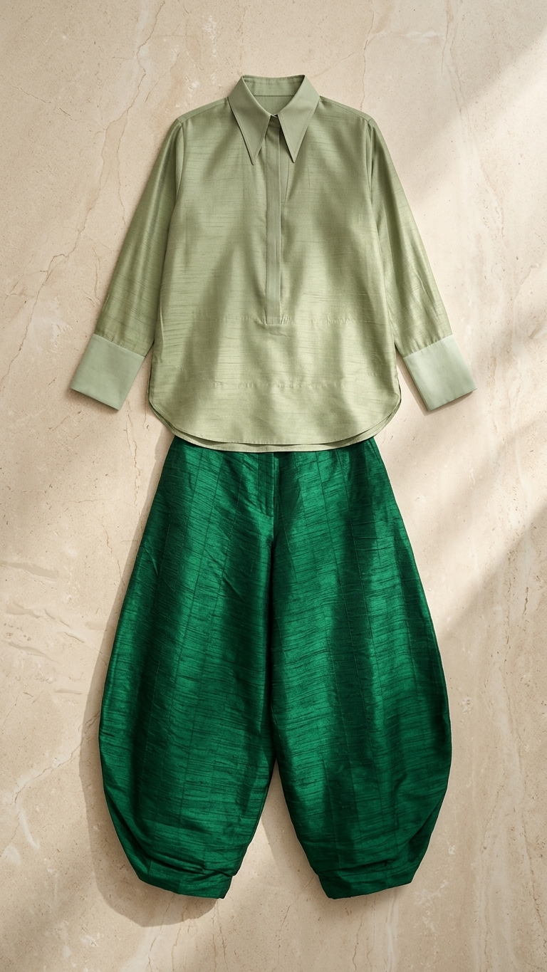 Silk Barrel Pant Set