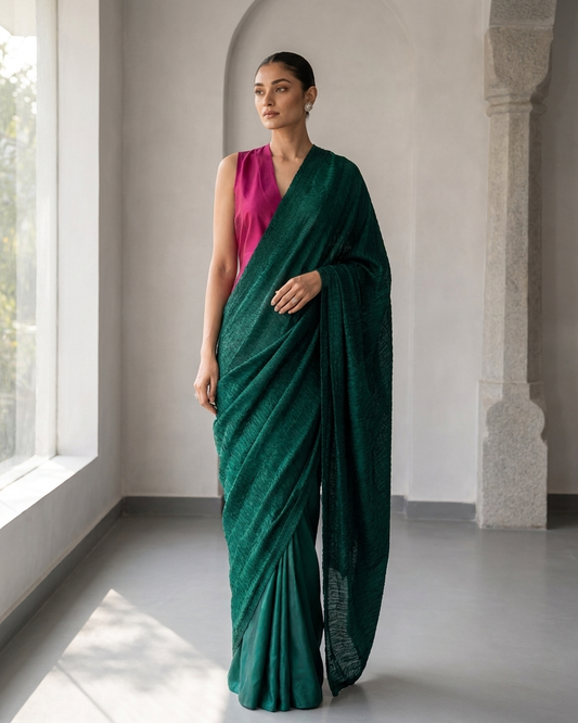 Emerald Sari in Silk