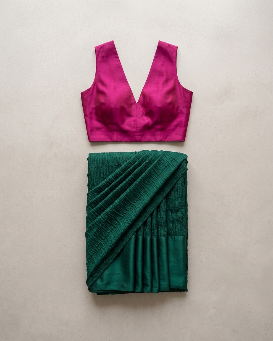 Emerald Sari in Silk