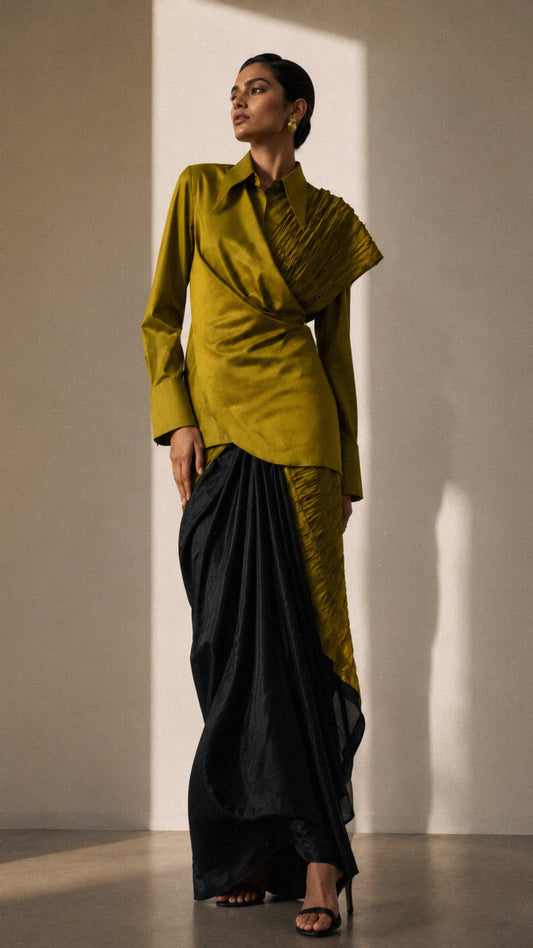 Olive Noir Sari Set