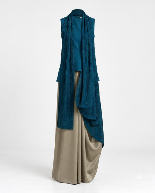 The Teal Form Sari Set