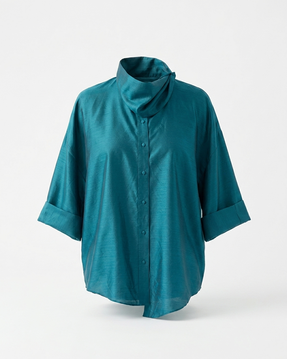 Teal Blue Shirt in Silk
