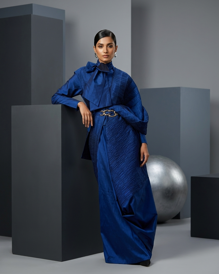 Royal Blue Sari in Silk