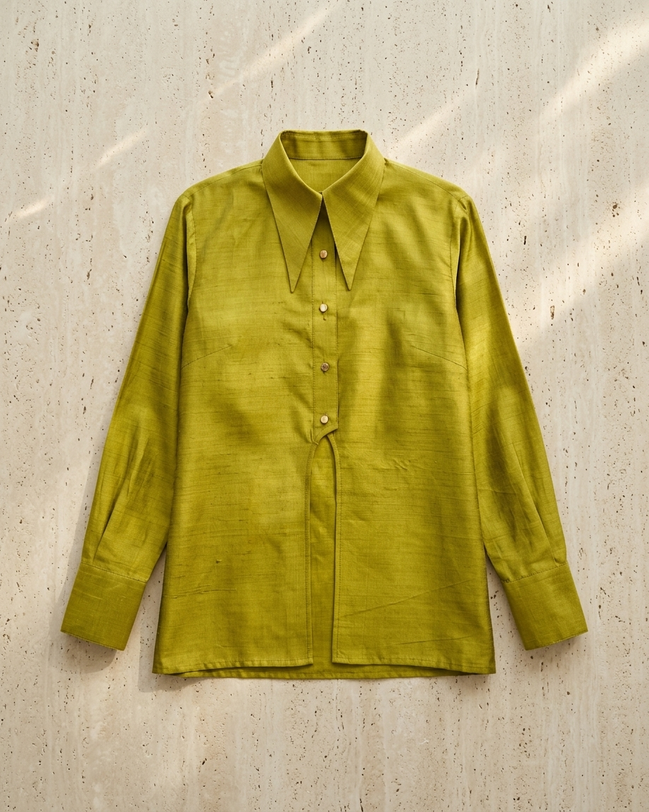 Olive Yellow Shirt in Silk
