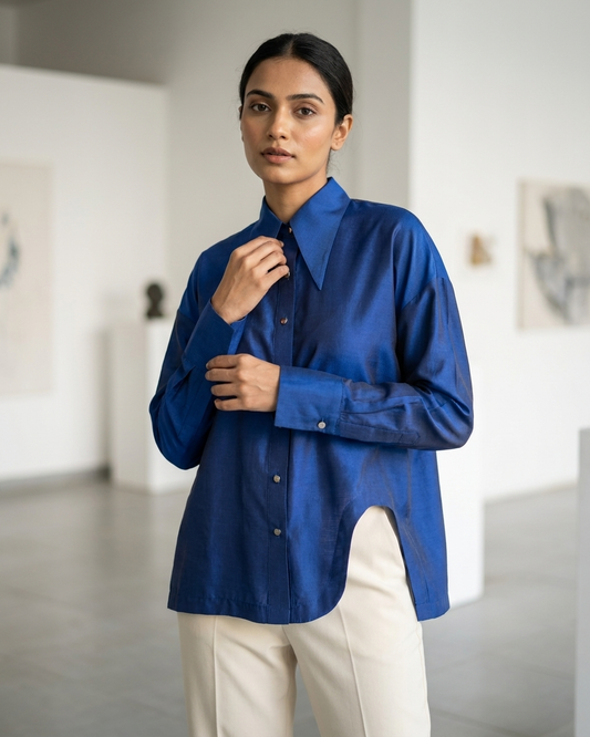 Royal Blue Shirt in Silk