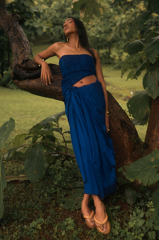 Regal-Sapphire Sari in Silk