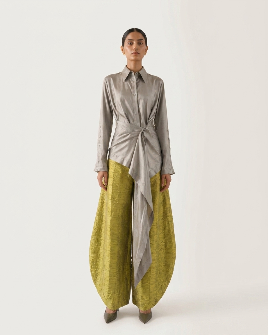 Silk Barrel Pant Set