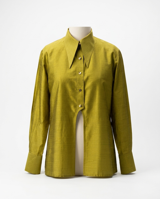 Olive Yellow Shirt in Silk