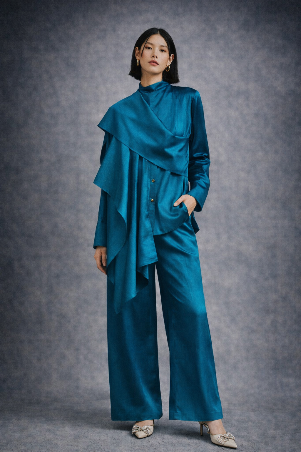 Teal Draped Co-ord Set