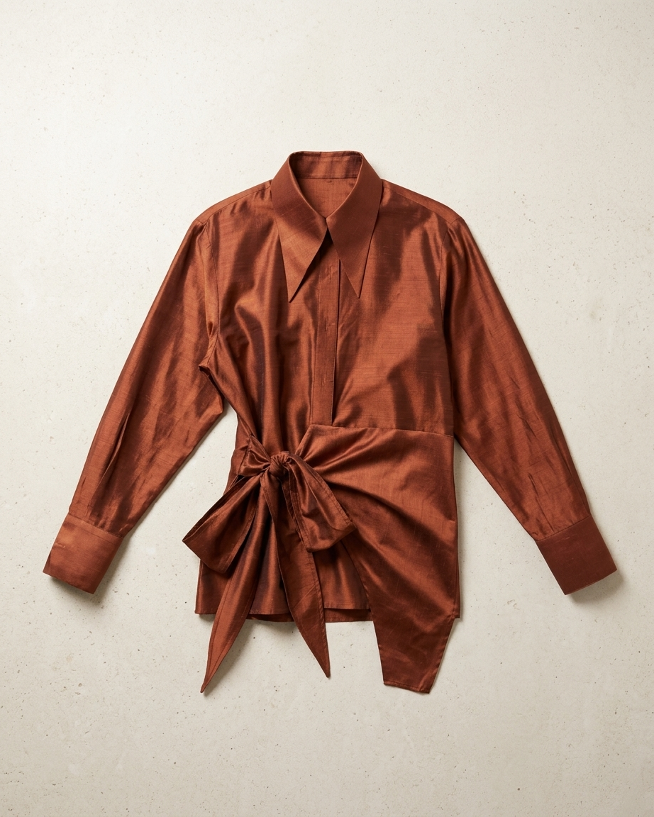 Rust Orange Shirt in Silk
