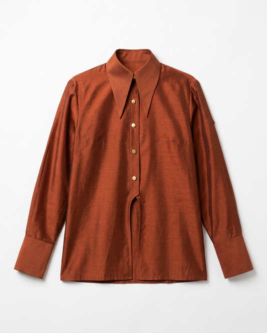 Rust Orange Shirt in Silk