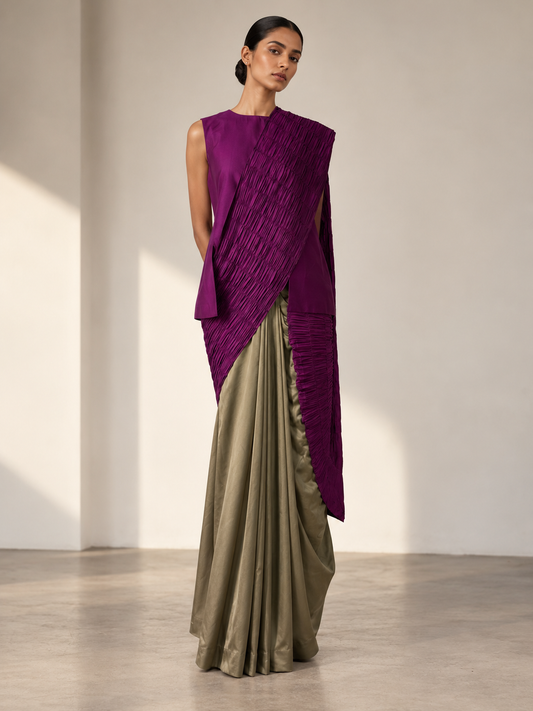 The Aubergine Sari Set