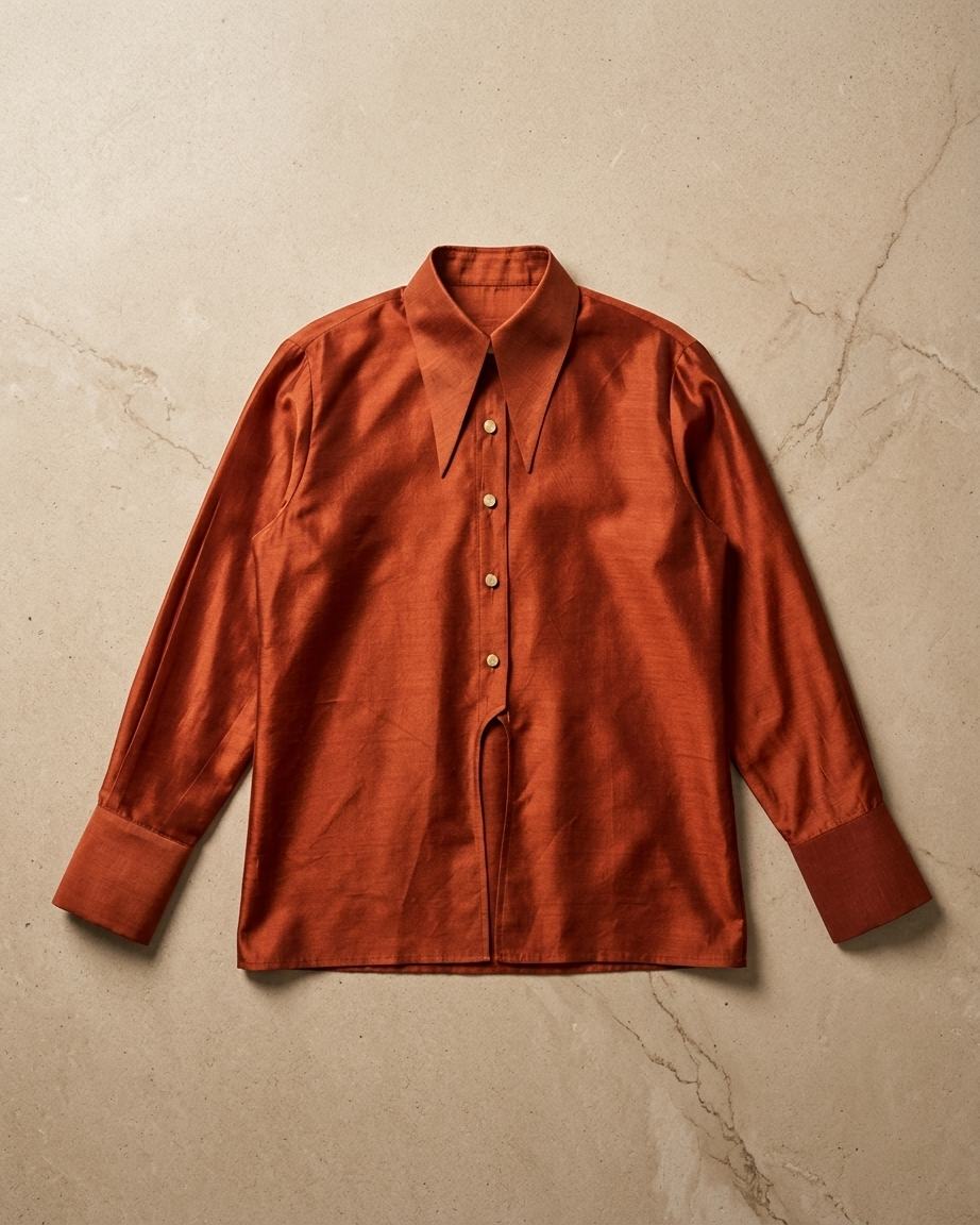 Rust Orange Shirt in Silk
