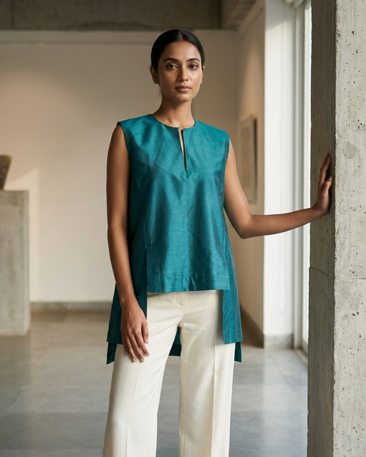 Teal Top in Silk