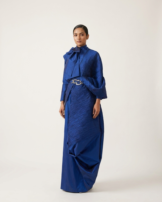 Royal Blue Sari in Silk