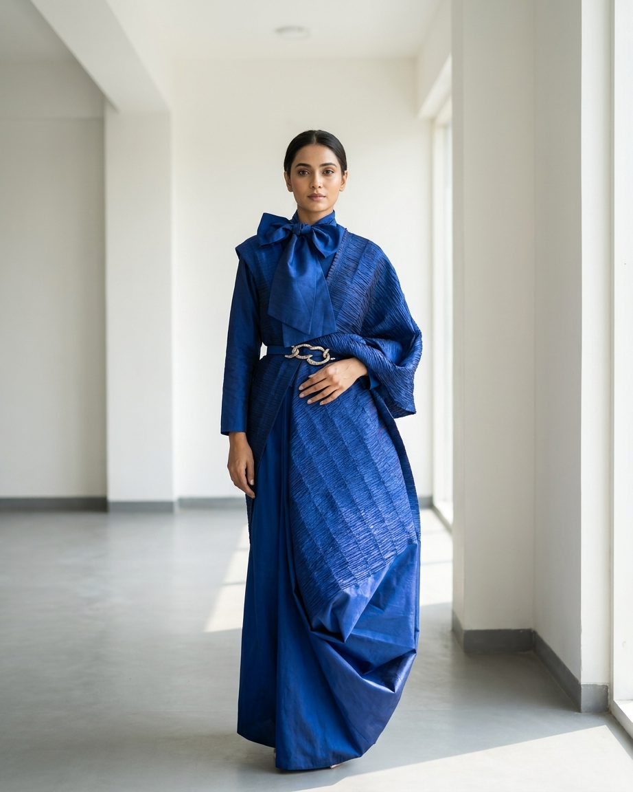 Royal Blue Sari in Silk