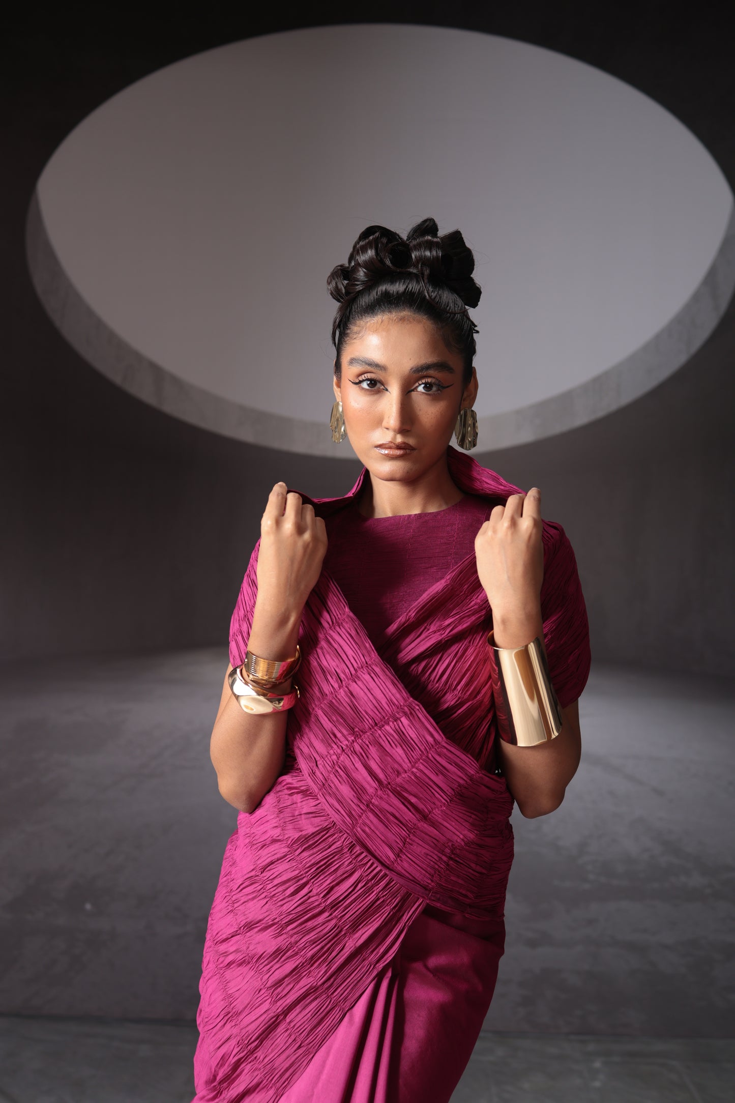 Fuchsia Sari set of 2