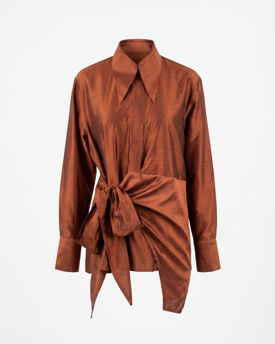 Rust Orange Shirt in Silk