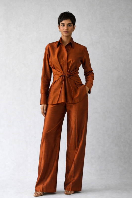 Rust Draped Waist Co-ord Set