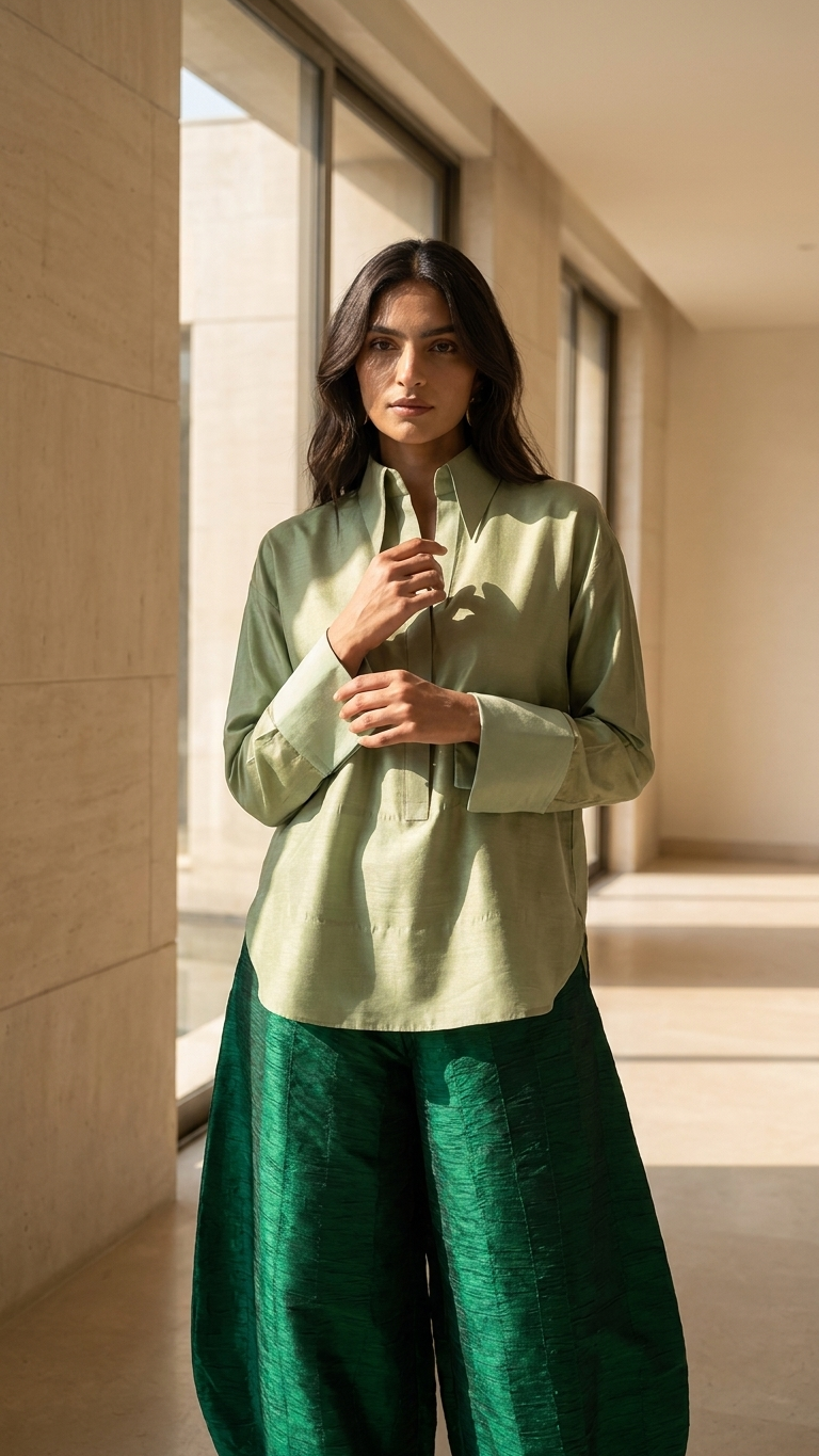 Silk Barrel Pant Set