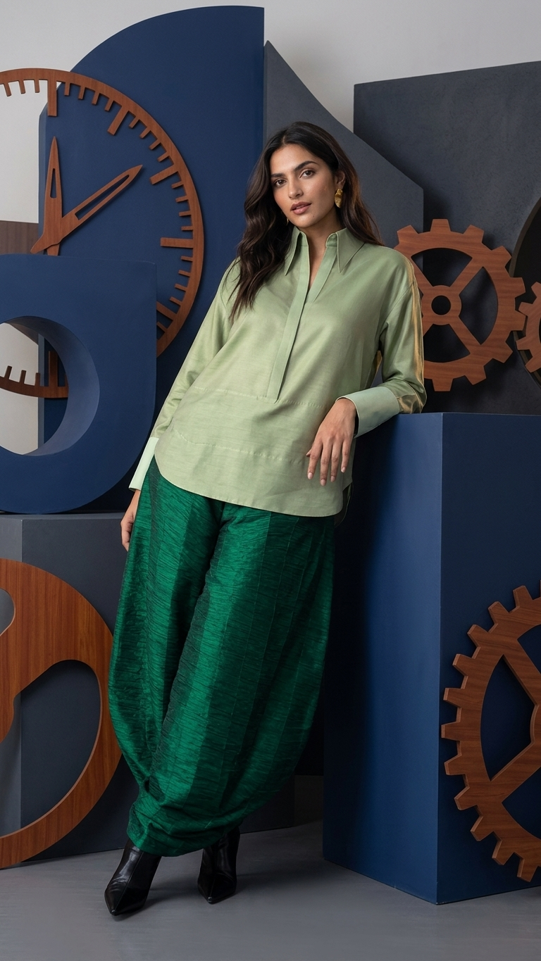 Silk Barrel Pant Set