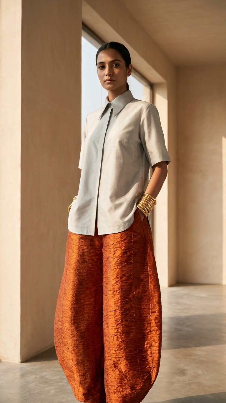 Silk Barrel Pant Set