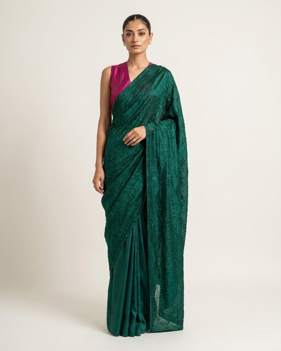 Emerald Sari in Silk