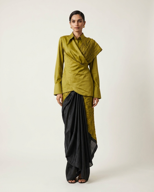 Olive Noir Sari Set