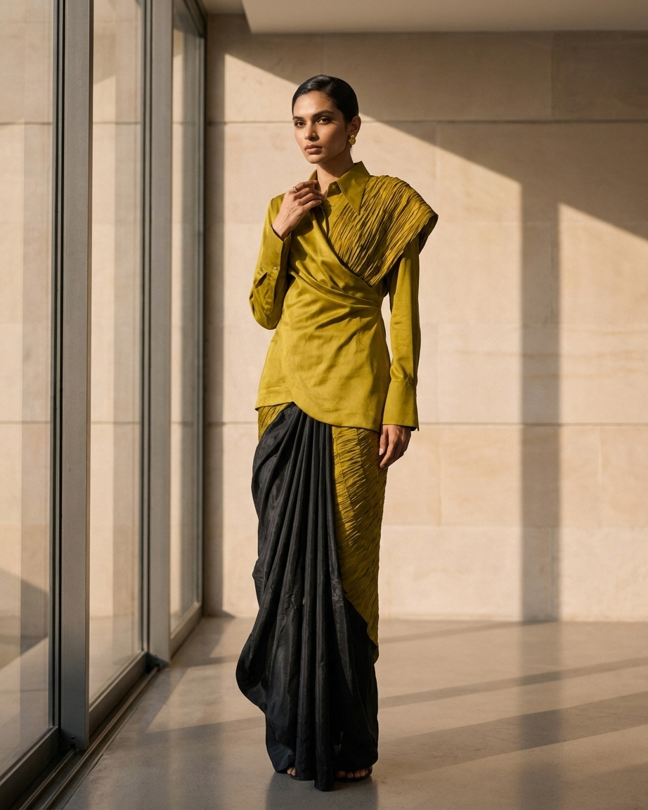 Olive Noir Sari Set