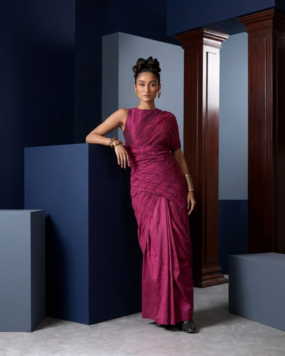 Fuchsia Sari Set