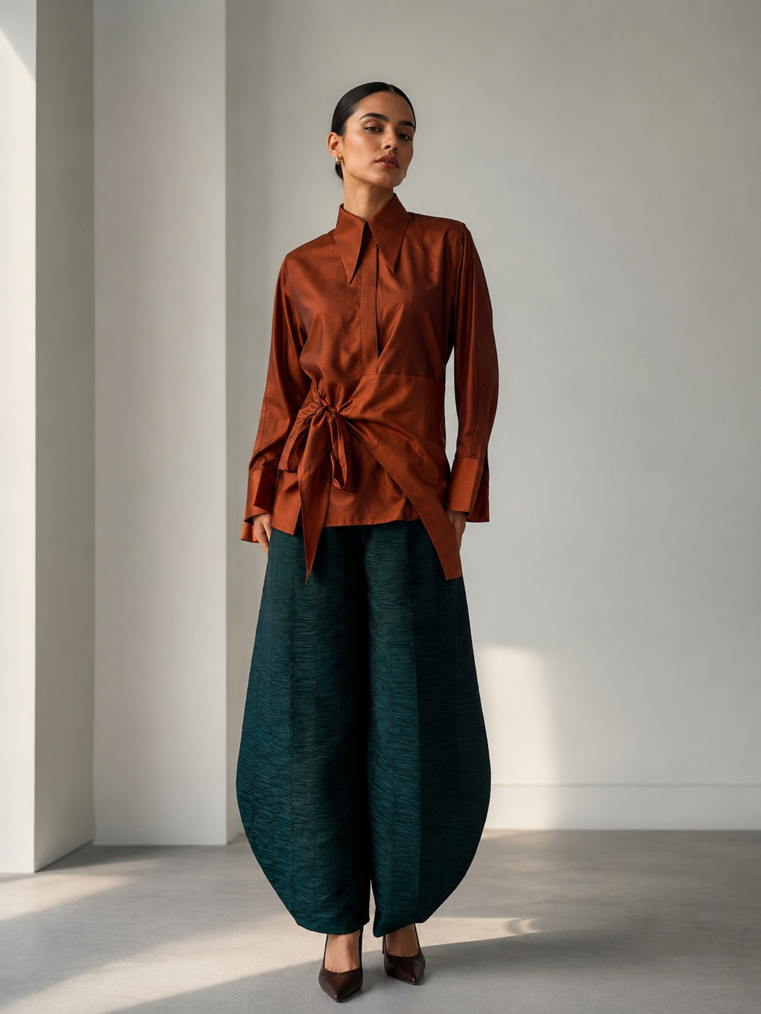 Silk Barrel Pant Set