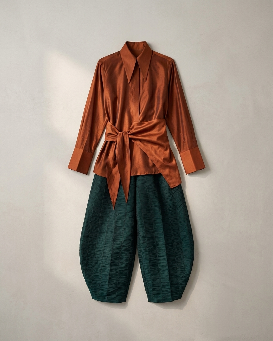 Silk Barrel Pant Set