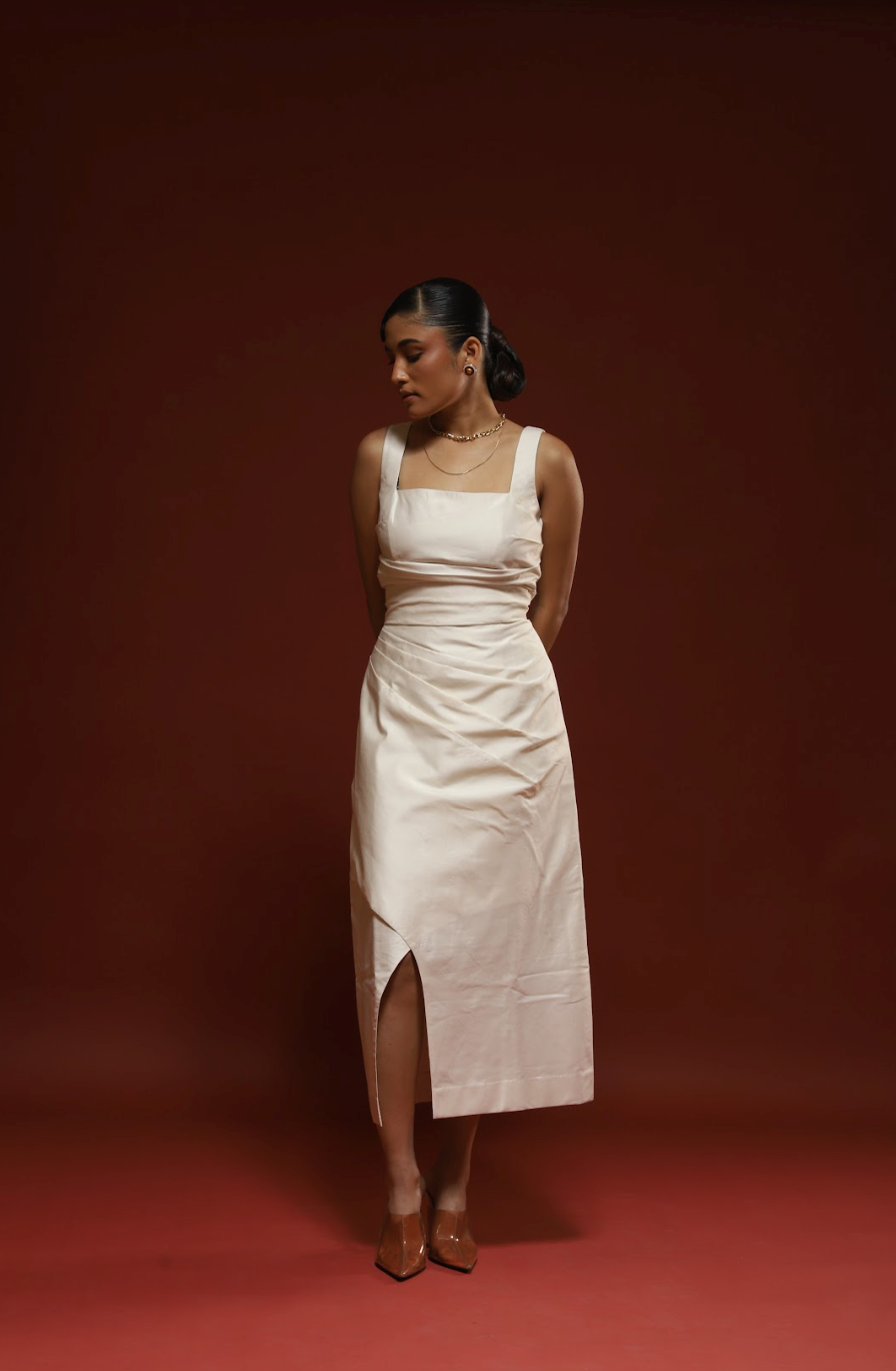 Ivory silk Sheath Dress