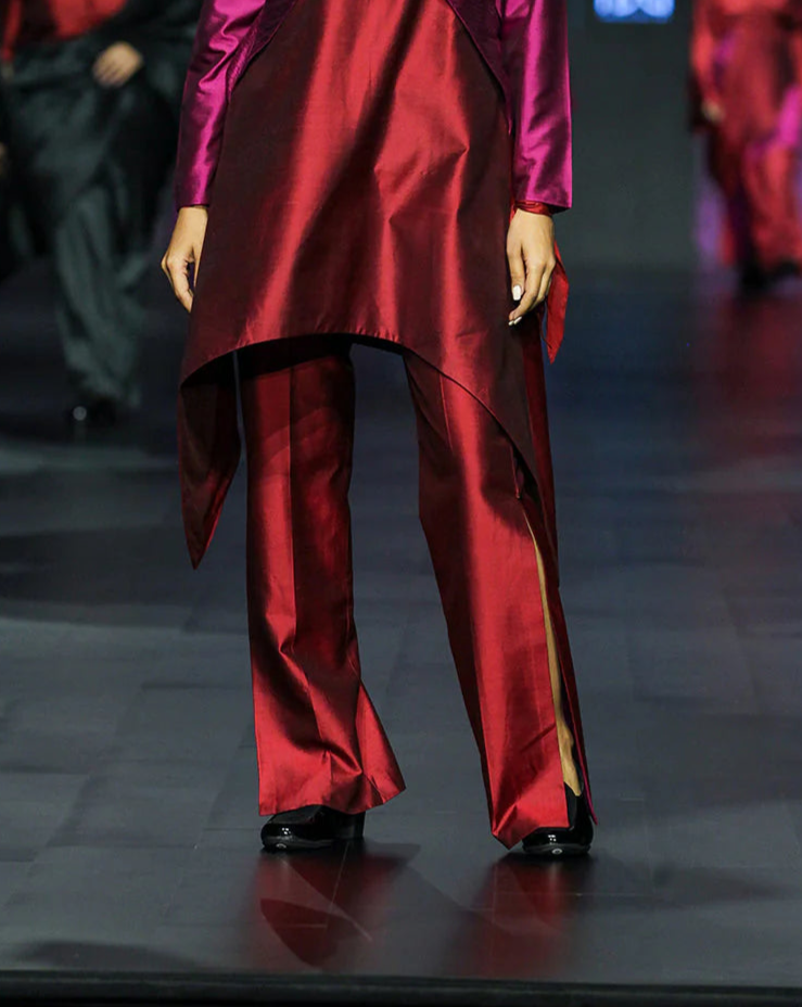 Sangria Silk Slit Pants